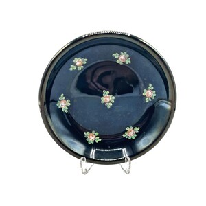 Vintage Evans Enamel Floral Trinket Dish Handpainted Pink Roses Flowers