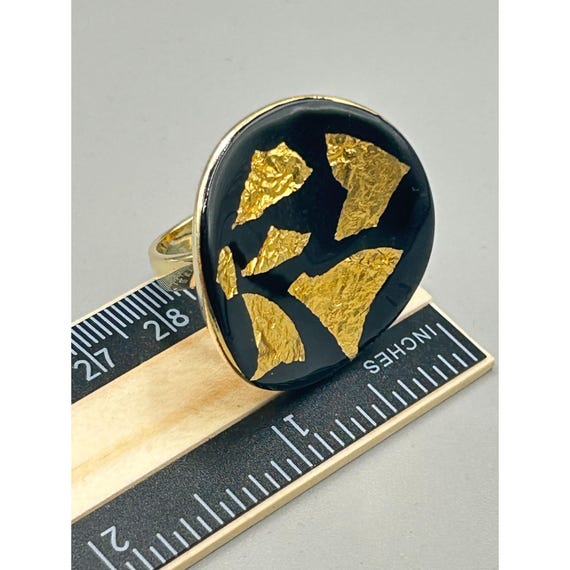 Gold Leaf Ring Adjustable Size Silver 925 Made in… - image 7