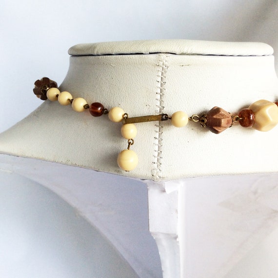Collier Sautoir Vintage En Bois Et Perles De Verre - Multicolore, Neuf Avec étiquettes