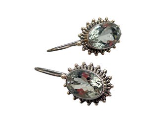 Signed dP DOUG PAULUS Aquamarine Dangle Earrings Sterling Silver 925