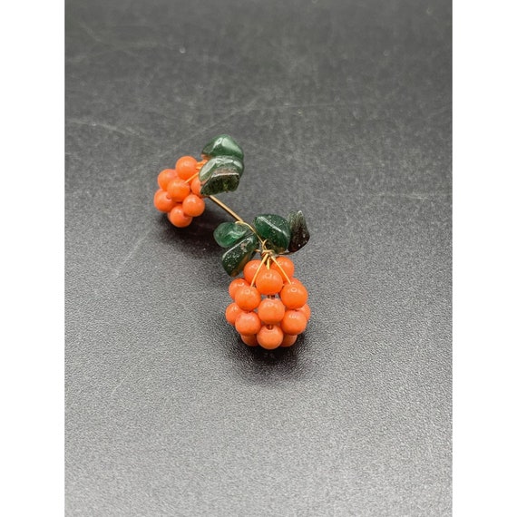 Coral Earrings Beaded Clusters Berry Earrings Wit… - image 2