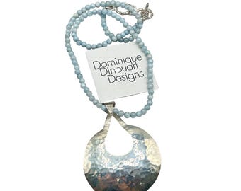 DOMINIQUE DINOUART Design DDD Blue Stone Necklace With Large Sterling Silver Pendant