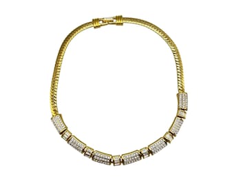 Vintage Swarovski Choker Necklace Gold Plated with Clear Crystals