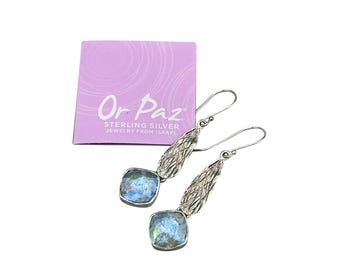 Paz Designer Silver & Ancient Roman Glass Dangles Earrings Long Drops Dangles Sterling 925 Israel