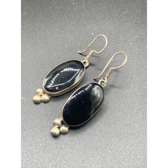 Onyx Earrings 925 MEX Dangles Earrings Vintage Pi… - image 1