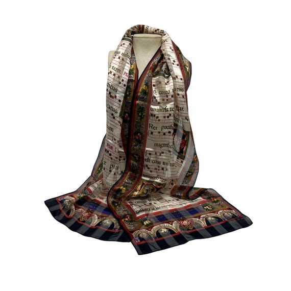 ECHO Silk Scarf Rectangular Long Hand Rolled Scar… - image 1