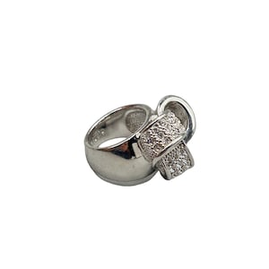 Camille Lucie Ring Size 7 Silver Tone Rhinestones Sparkly Knot Fun Cocktail Ring