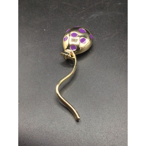 M. Jent Balloon Pin Brooch Gold Tone & Purple Ena… - image 1