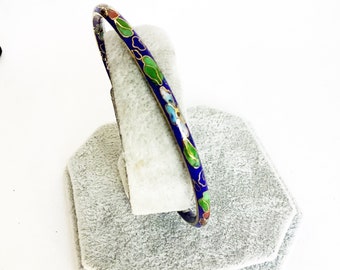 Vintage Chinese cloisonne bangle bracelet blue enamel cloisonne bangle blue green color