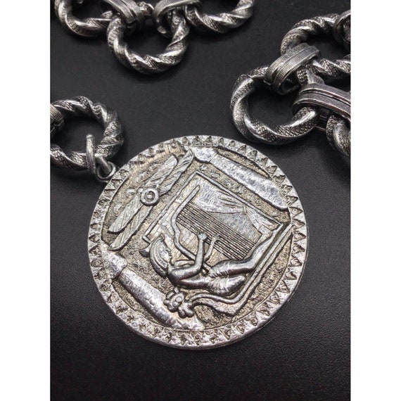 Egyptian Revival Belt Eloxal Aluminum Silver Tone  display picture 1