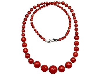 Carnelian Necklace Graduated Beaded Gemstone NEcklace Red Color Semi Precious Stone