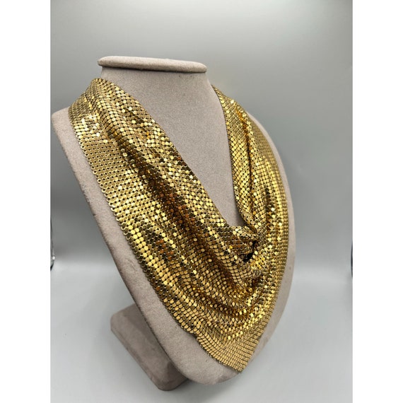 Vintage Signed Whiting & Davis Gold Tone Scarf Ne… - image 6