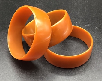 1 Piece Bakelite Bracelet Thin Butterscotch Color Early Plastic Wide Bangle