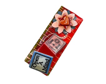 BOOKS BY LUCINDA Pin Brooch Open A Book Open. A Mind Red Handcrafted