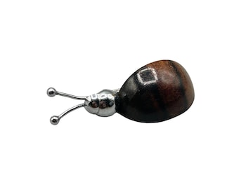Made in Czechoslovakia Bug Pin Brooch Insect Metal & Wood Little Critter Figural