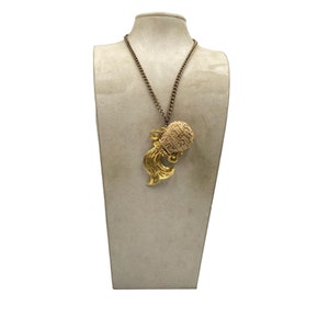 Vintage Oversized RAZZA Signed Aquarius Pendant Necklace New with Original Tag