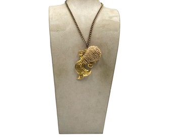 Vintage Oversized RAZZA Signed Aquarius Pendant Necklace New with Original Tag