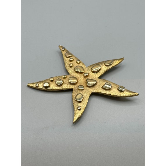 Vintage Gold Tone Starfish Seastar Pin Brooch Tex… - image 3