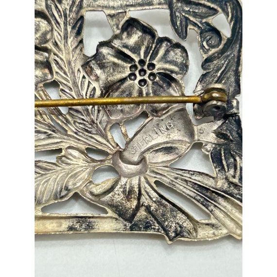 Vintage Sterling Silver Pin Brooch Flowers Bouque… - image 5
