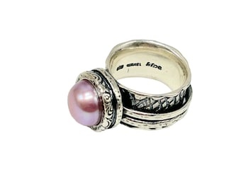 Pink Pearl Fidget Spinner Ring Israel 925 Sterling Silver Size 5 Anti Anxiety
