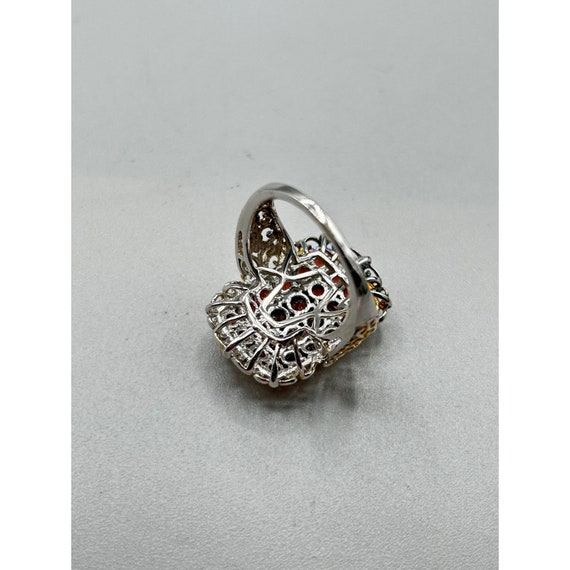 Rectangular Ring with Garnets Size 8 Sterling Sil… - image 8
