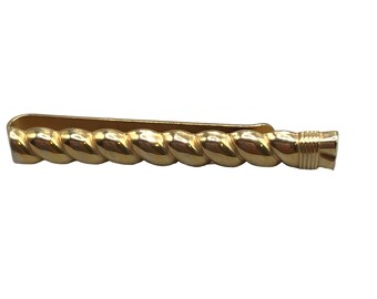 Elegant SWANK Tie Bar Tie Clip Gold Tone Rope Design Vintage Costume Accessories