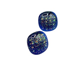Dichroic Glass Earrings Studs Pierced Blue Art Glass Fused Glass Jewelry