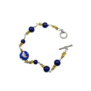Handgefertigte Perlen Whimsical Armband Blaue Perlen Mond Sterne Celestial Schmuck