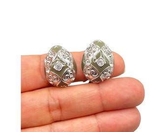 Joan Rivers Classics Collection Clip On Earrings with Enamel & Rhinestones
