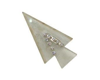 Arrow Pin Brooch Clear Resin And Rhinestones Retro Art Deco Inspired Pin