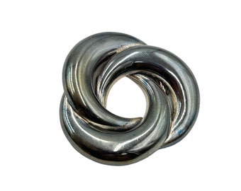 Sterling Silver Intersected Circles Pin Taxco Mexico 925 Smooth Modernist Brooch