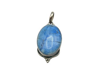 Vintage Sterling Silver Denim Lapis Pendant Silver 925 Blue Stone Pendant
