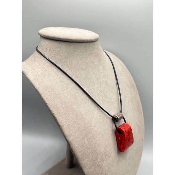 Apple Coral Necklace Sponge Coral and Sterling Si… - image 5