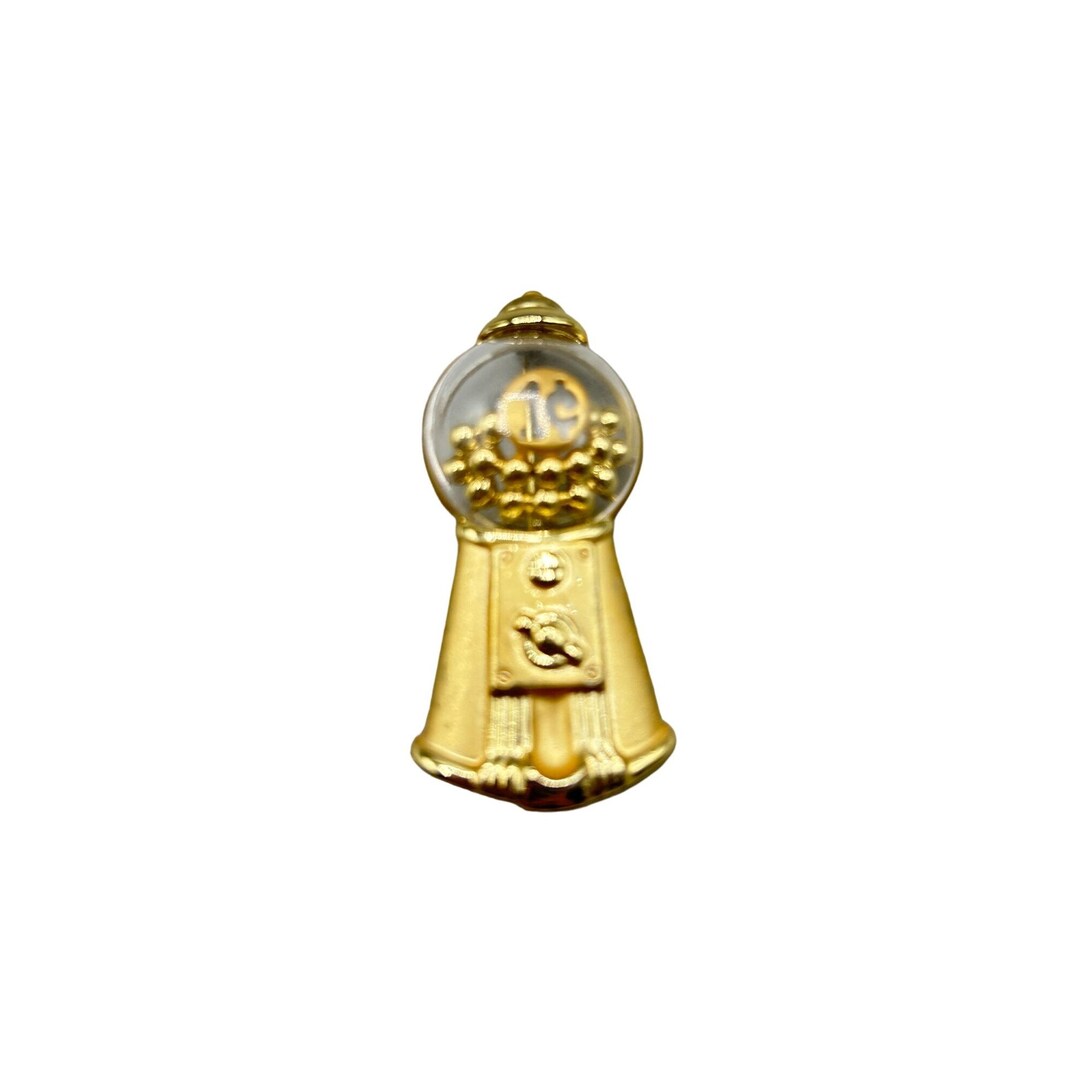 Vintage AJC Gumball Machine Pin Brooch Matte Gold Tone Metal 80s ...
