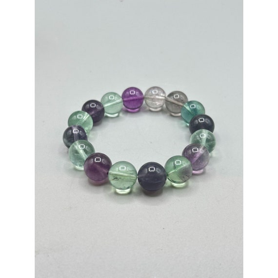 Beaded Amethyst and Quartz Stretchable Elastic Br… - image 3