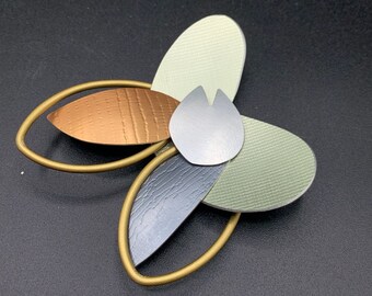 HSU Studios Abstract Butterfly Brooch Aluminium Artist Crafted Brooch  Post Modern