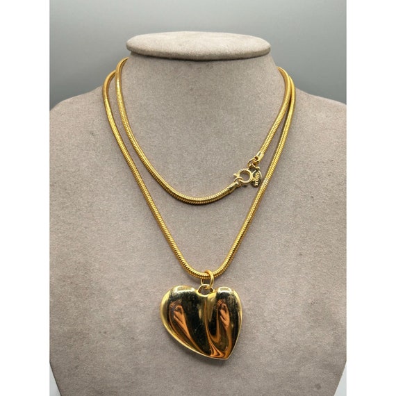 Vintage Carolee Heart Necklace 90s Long Snake Coi… - image 4