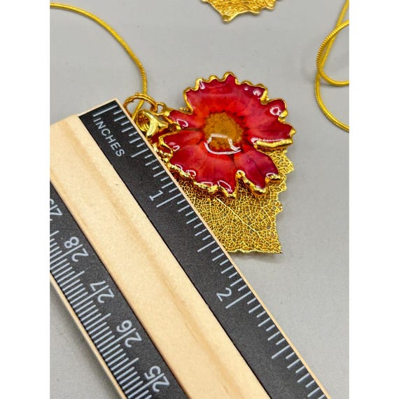 Gold Plated Dipped Leaf Necklace & Earrings Set W… - image 7