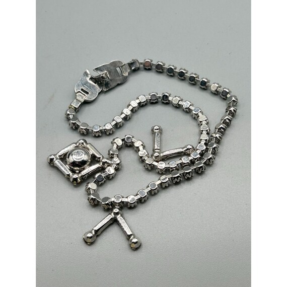 Collier Ancien Orné De Brillants Transparents - Bijou Vintage - Occasion