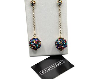 RJ GRAZIANO Dangles Earrings Multicolor Rhinestones Ball Earrings Pierced