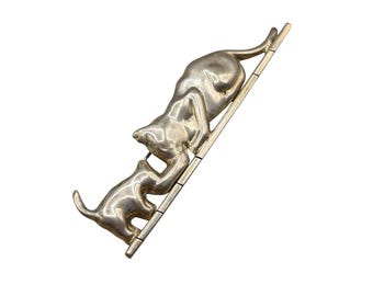 Vintage Taxco Cat & Kitten Brooch Sterling Silver 925 Mexico Handcrafted Pin