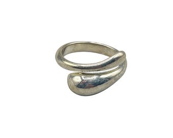 Sterling Silver 925 ByPass Ring Size 7.5 Vintage Simple Ring