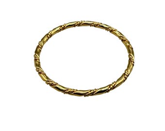 Vintage Gold Tone Bangle Bracelet Heavy Well Made Ornate Bangle Twisted Design