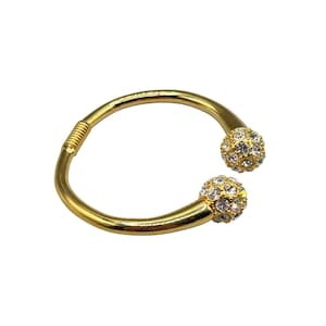 KJL Cuff Bangle Bracelet Gold Tone And Rhinestones Ball Ends Iconic Design Kenneth Jay Lane
