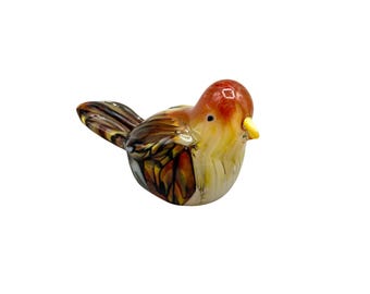 Art Glass Bird Figurine Small Colorful Handcrafted Animal Glass Paperweight Collectible
