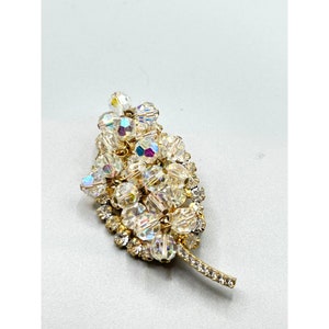 Juliana Leaf Broche AB Kristallen en heldere strassstenen geverifieerd D&E ontwerp #1279