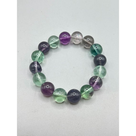 Beaded Amethyst and Quartz Stretchable Elastic Br… - image 2