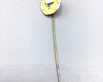 Sand Dollar Stick Pin Pigeon Transfer Print Tiny Lapel Pin Vintage Retro Jewelry
