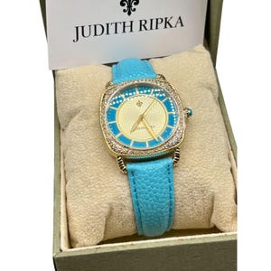 JUDITH RIPKA Watch New In Box Turquoise Color Leather Band Water Resistant