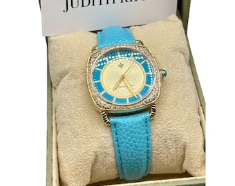 JUDITH RIPKA Watch New In Box Turquoise Color Leather Band Water Resistant